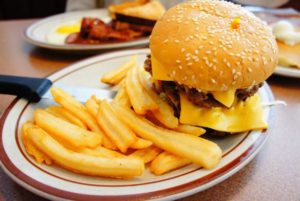 Burger and fries