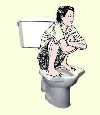 Squatting while pooping